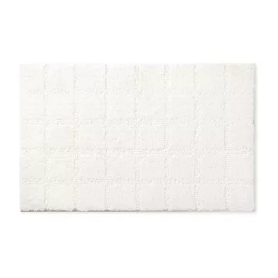 Town And Country Windowpane White Bath Rug