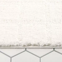 Town And Country Windowpane White Bath Rug