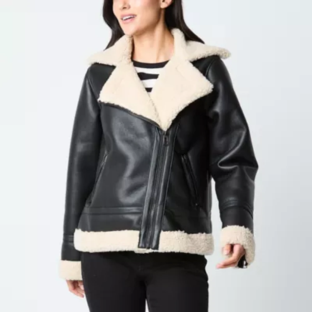 a.n.a Faux Leather Moto Heavyweight Coat