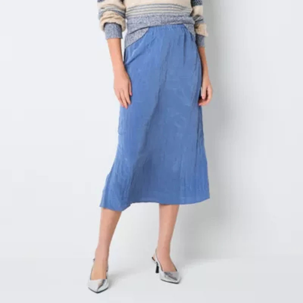 a.n.a Crinkle Womens Midi A-Line Skirt