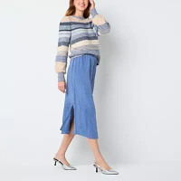 a.n.a Crinkle Womens Midi A-Line Skirt