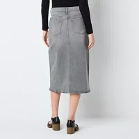 a.n.a Embellished Womens High Rise Stretch Fabric Midi Denim Skirt