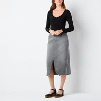 a.n.a Embellished Womens High Rise Stretch Fabric Midi Denim Skirt