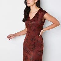 a.n.a Womens Short Sleeve Floral A-Line Dress