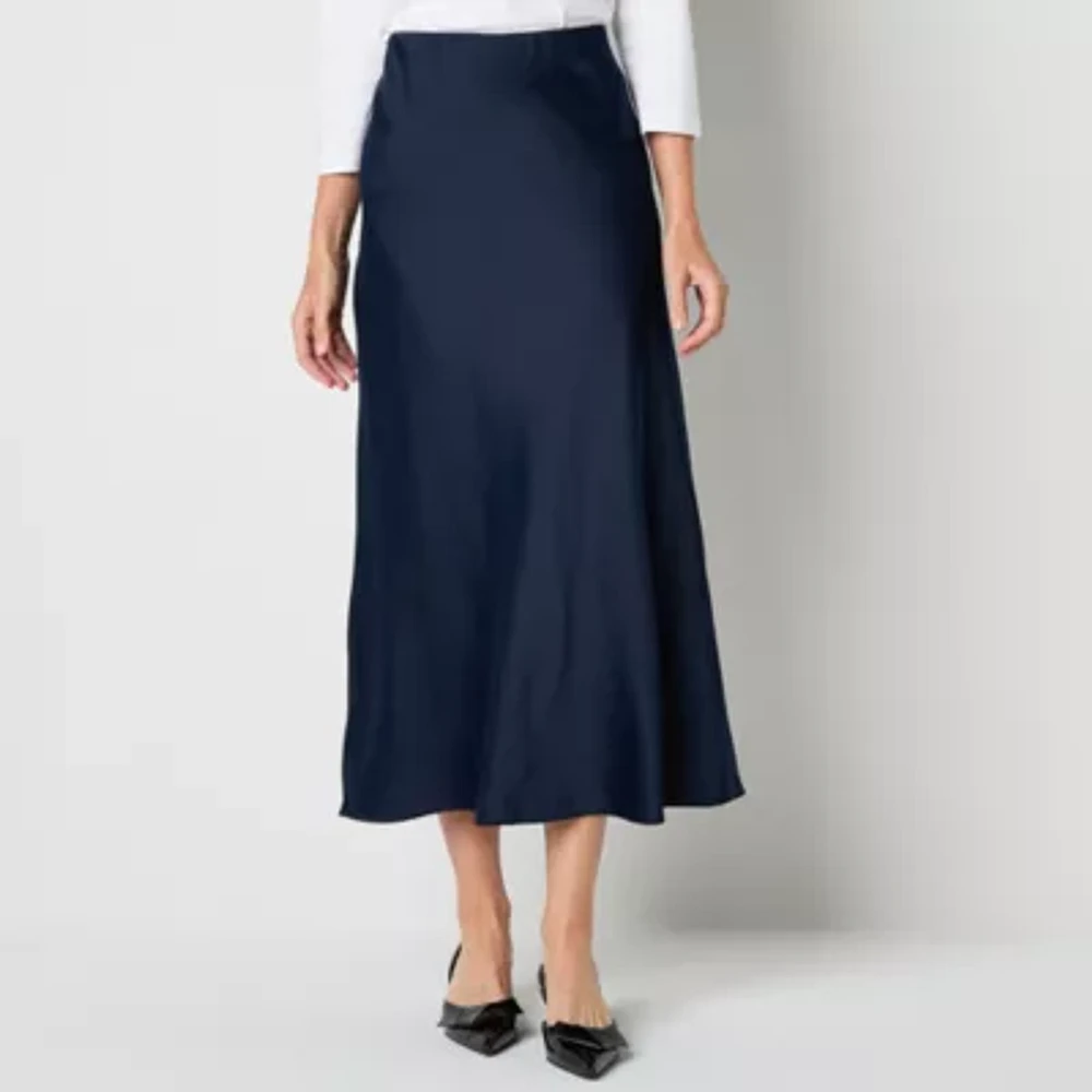 Liz Claiborne Womens Mid Rise Midi A-Line Skirt