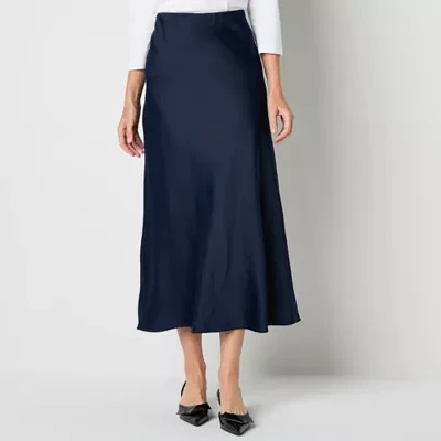 Liz Claiborne Womens Mid Rise Midi A-Line Skirt