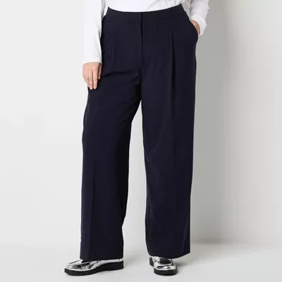 Liz Claiborne-Plus Margot Tailored Classic Fit Wide Leg Trouser