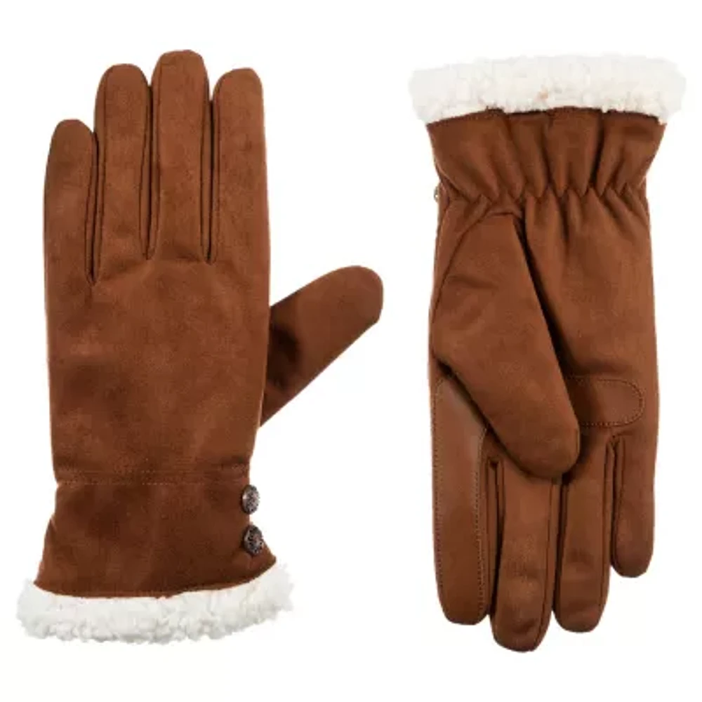 Isotoner Microsued Glove W/Button Touch Screen Enabled Cold Weather Gloves