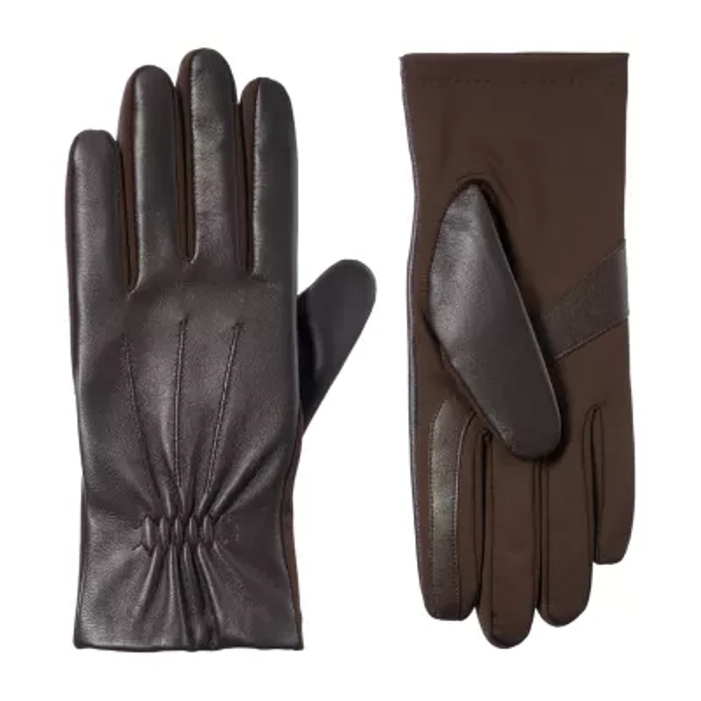Isotoner Womens Leather Touch Screen Enabled Gloves