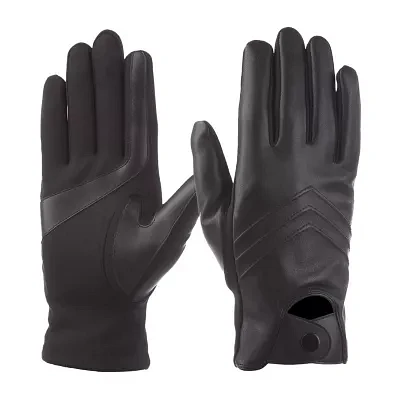 Isotoner Faux Leather Driving Glove Touch Screen Enabled Gloves