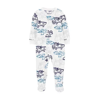 Carter's Toddler Boys Crew Neck Microfleece Long Sleeve Footed Pajamas