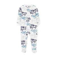 Carter's Toddler Boys Crew Neck Microfleece Long Sleeve Footed Pajamas