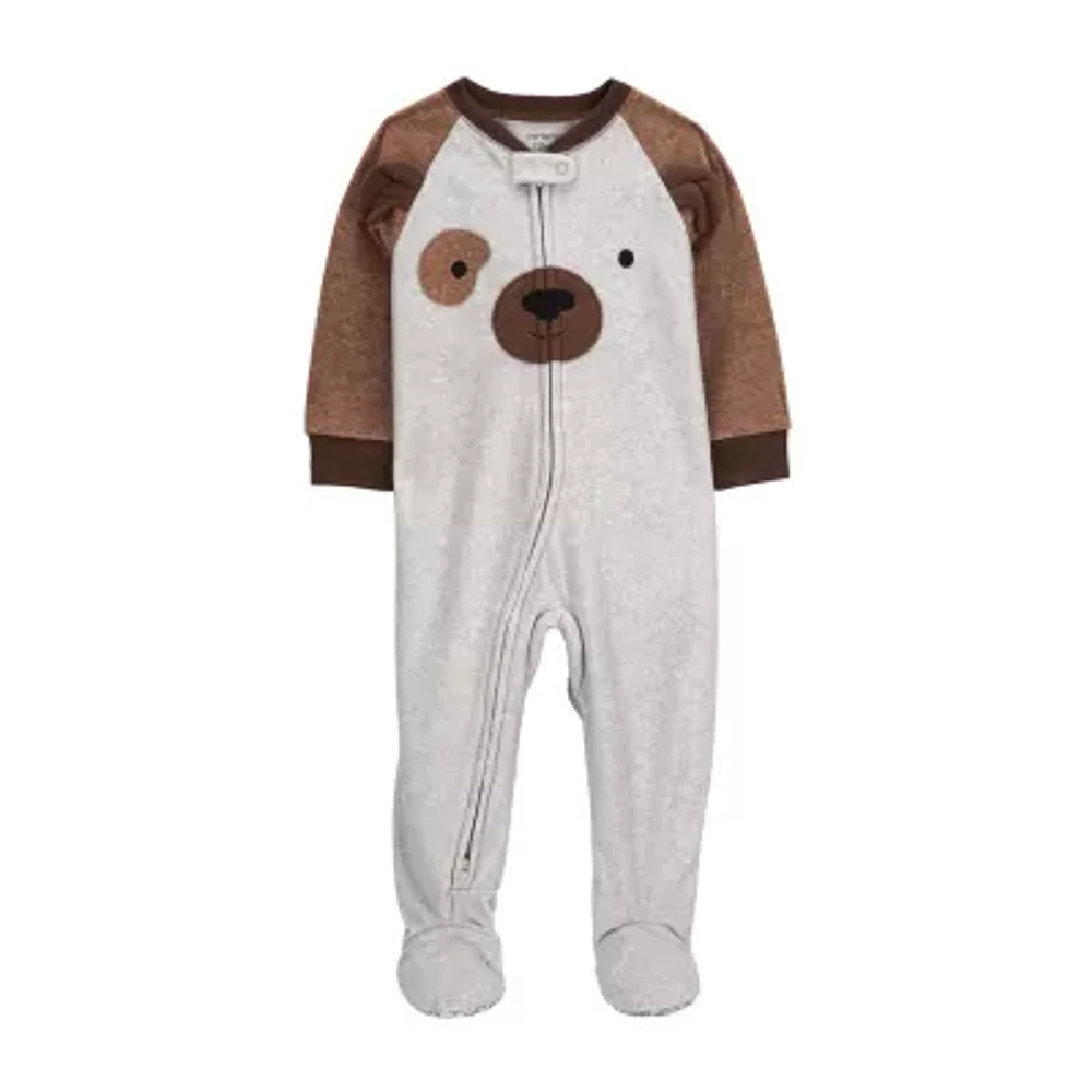 Carter's Toddler Boys Crew Neck Microfleece Long Sleeve Footed Pajamas