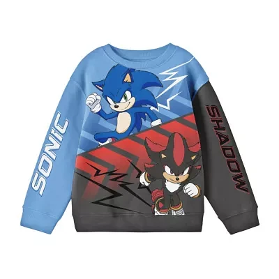 Little & Big Boys Crew Neck Long Sleeve Fleece Sonic the Hedgehog Sweatshirt