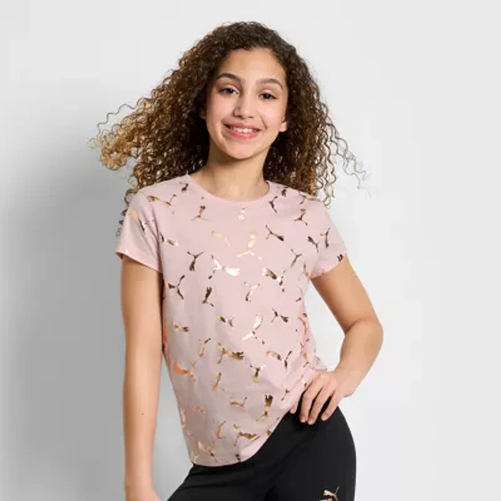 PUMA Big Girls Crew Neck Short Sleeve Graphic T-Shirt