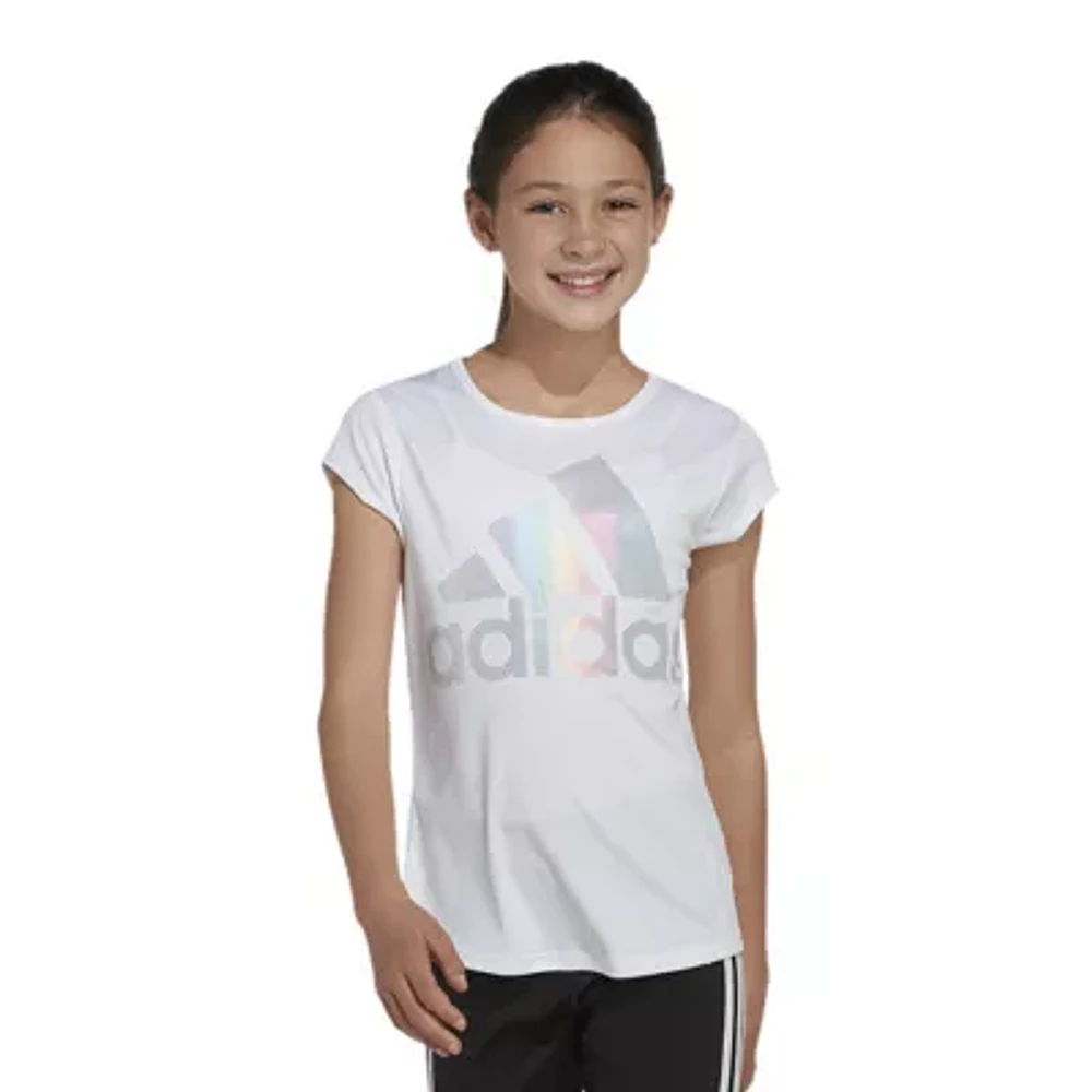 adidas Little Girls Round Neck Short Sleeve Graphic T-Shirt