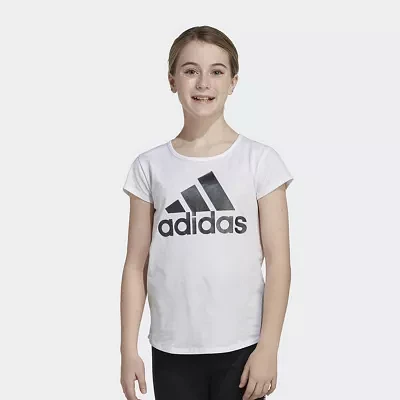 adidas Big Girls Round Neck Short Sleeve Graphic T-Shirt