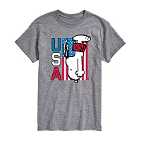 Mens Short Sleeve USA Snoopy Graphic T-Shirt