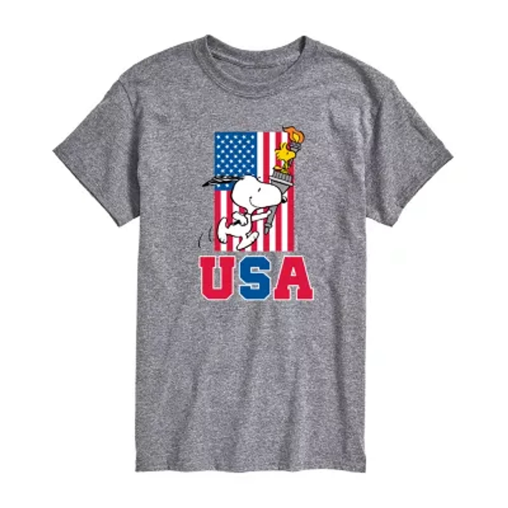 Mens Short Sleeve Peanuts USA Graphic T-Shirt