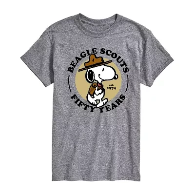 Mens Short Sleeve Beagle Scouts 50 Years Peanuts Graphic T-Shirt