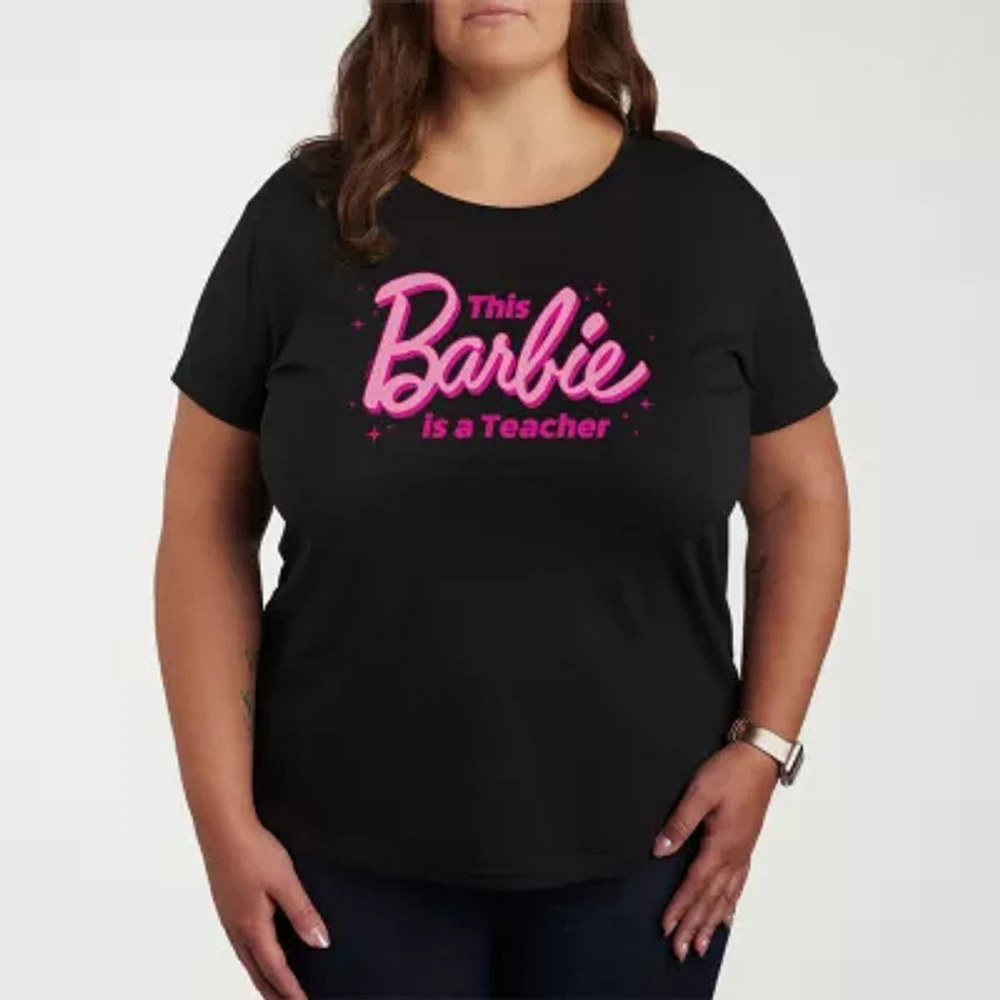 Teacher Womens Plus Crew Neck Short Sleeve Barbie T-Shirt