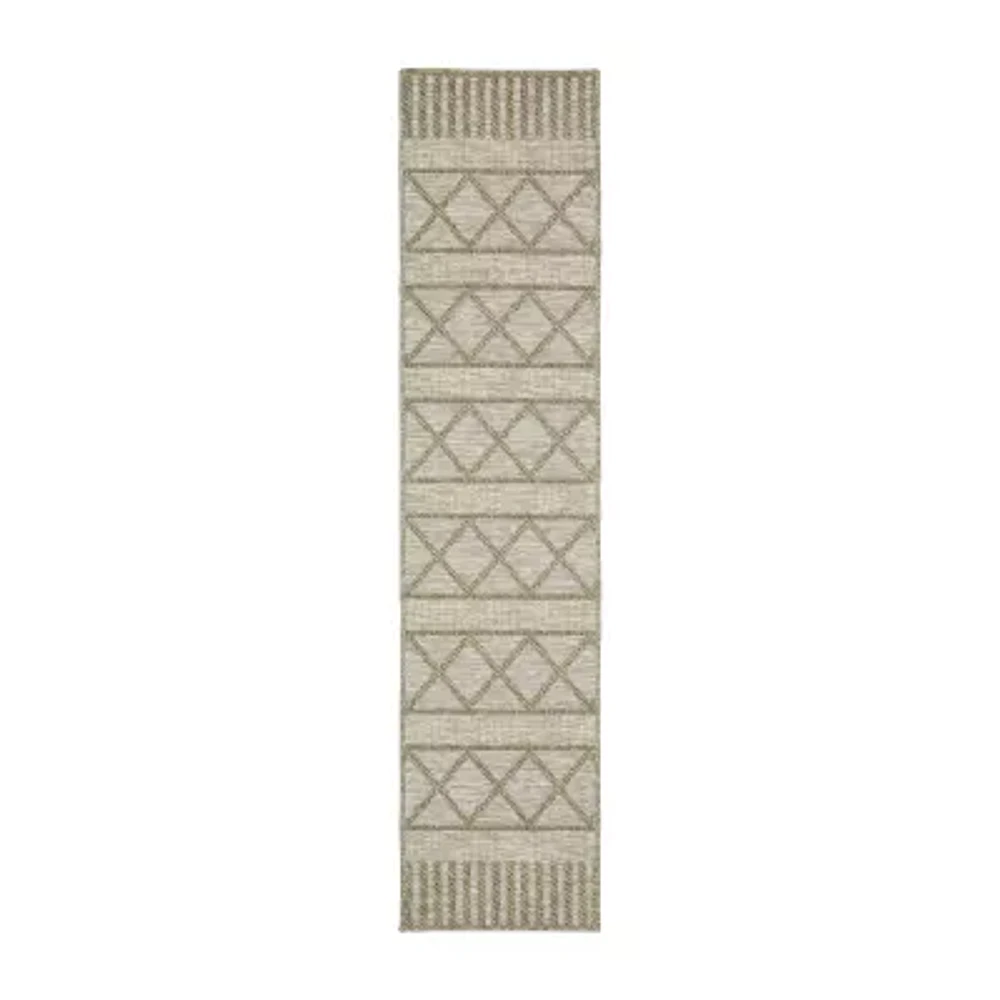 Covington Home Trinidad Geometric Stripes 22"X90" Indoor Outdoor Rectangular Runner