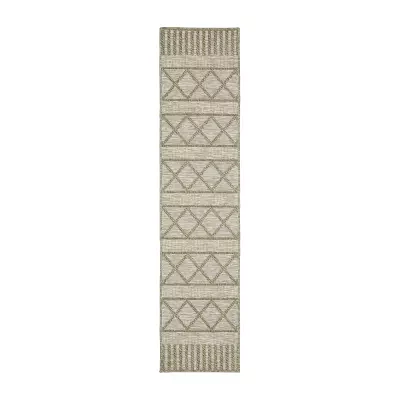 Covington Home Trinidad Geometric Stripes 22"X90" Indoor Outdoor Rectangular Runner