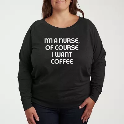 Nurse Womens Plus Crew Neck Long Sleeve T-Shirt