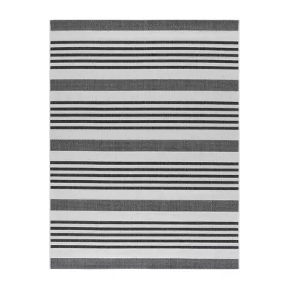 Martha Stewart Ripley Stripe Washable 6'7" X 9' Indoor Rectangular Area Rug"