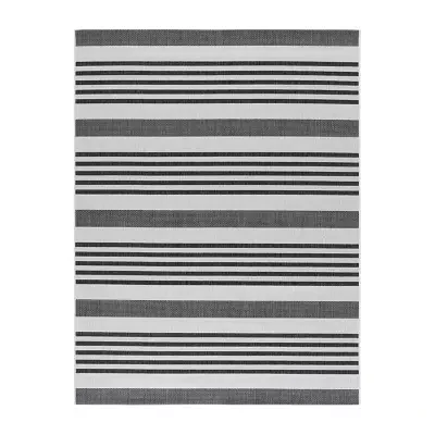 Martha Stewart Ripley Stripe Washable 6'7" X 9' Indoor Rectangular Area Rug"