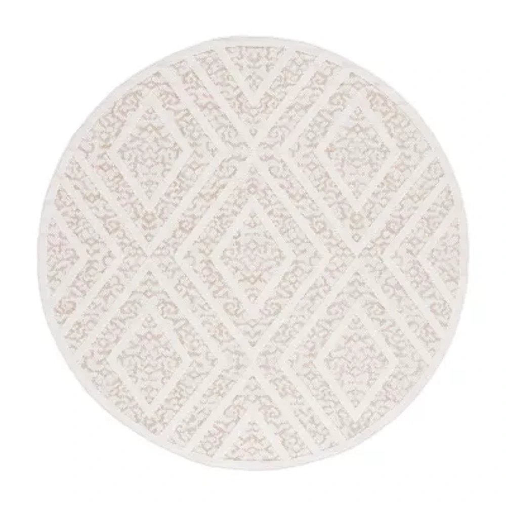 Martha Stewart Iris Geometric 6'7" X 6'7" Outdoor Round Area Rug