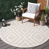 Martha Stewart Iris Geometric 6'7" X 6'7" Outdoor Round Area Rug