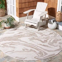 Martha Stewart Dalia Geometric Washable 6'7" X 6'7" Outdoor Round Area Rug