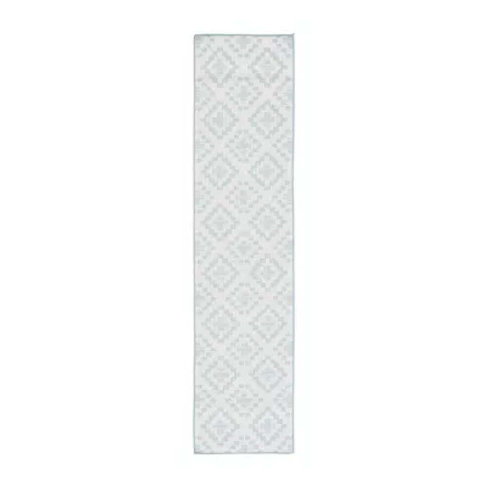 Martha Stewart Robin Geometric Washable 26" X 108" Outdoor Rectangular Runner