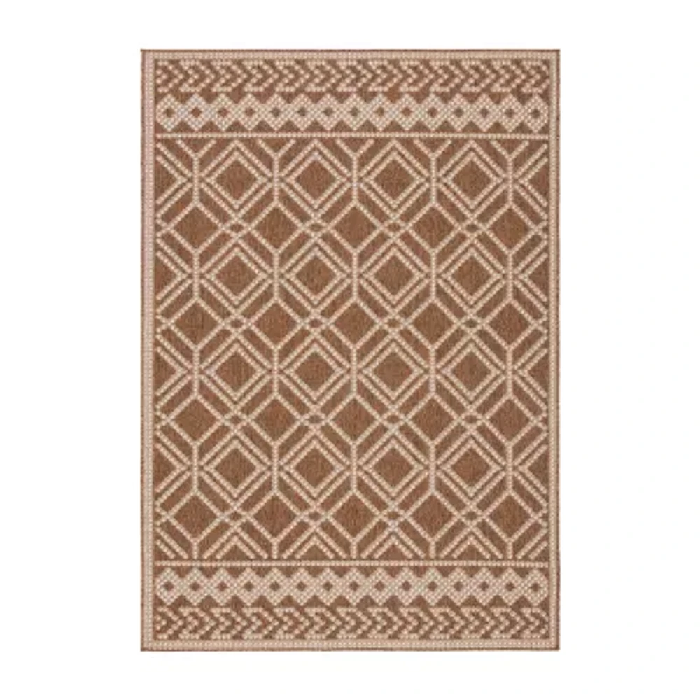 Martha Stewart Ava Bordered Washable Outdoor Rectangular Area Rug