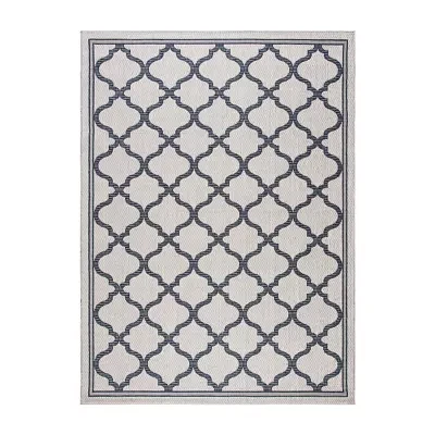 Martha Stewart Ria Bordered Washable Outdoor Rectangular Area Rug