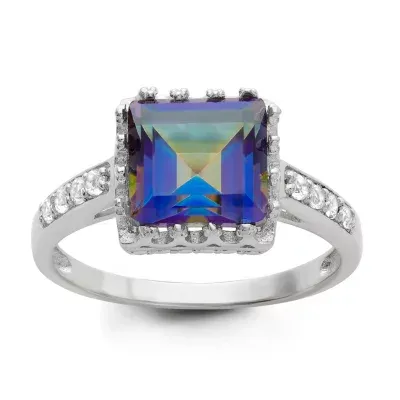 Womens Genuine Mystic Fire Topaz Sterling Silver Cocktail Ring