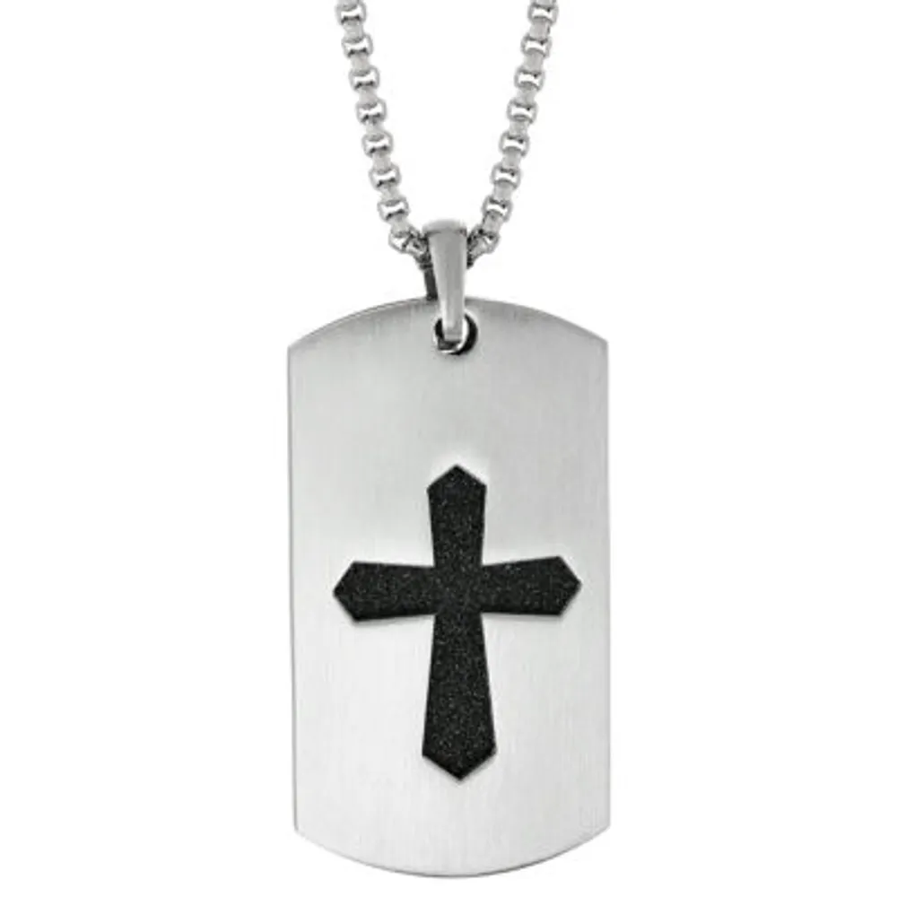 Mens Stainless Steel Dog Tag Pendant Necklace