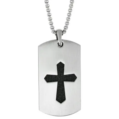 Mens Stainless Steel Dog Tag Pendant Necklace