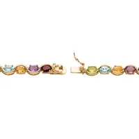 Diamond Accent Genuine Multi Color Stone 18K Gold Over Silver 7 Inch Tennis Bracelet