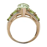 Womens 1/10 CT. T.W. Genuine Green Quartz 18K Gold Over Silver Cocktail Ring