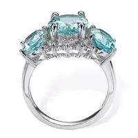 Womens Genuine Blue Topaz Platinum Over Silver Cocktail Ring