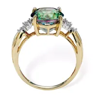 Womens Diamond Accent Genuine Mystic Fire Topaz 18K Gold Over Silver Cocktail Ring