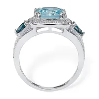 Womens Genuine Blue Topaz Cocktail Ring