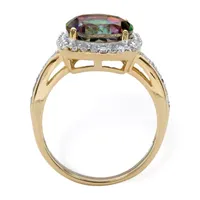 Womens Genuine Multi Color Quartz 14K Gold Over Silver Cocktail Ring