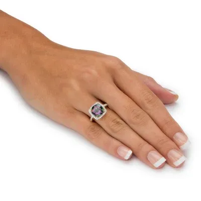 Womens Genuine Multi Color Quartz 14K Gold Over Silver Cocktail Ring