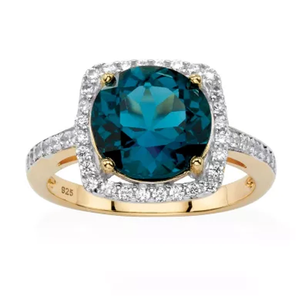 Womens Genuine Blue Topaz 14K Gold Over Silver Cocktail Ring