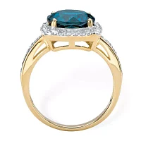 Womens Genuine Blue Topaz 14K Gold Over Silver Cocktail Ring