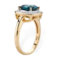 Womens Diamond Accent Genuine Topaz 14K Gold Over Silver Cocktail Ring