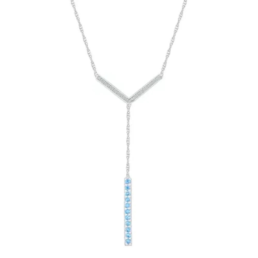 Womens 1/10 CT. T.W. Genuine Blue Topaz Sterling Silver Y Necklace